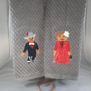 Ethnic cultural, jazz hand towel set, bar decor' hand towel set, embroidered hand towels, his and hers towel, grey towels,